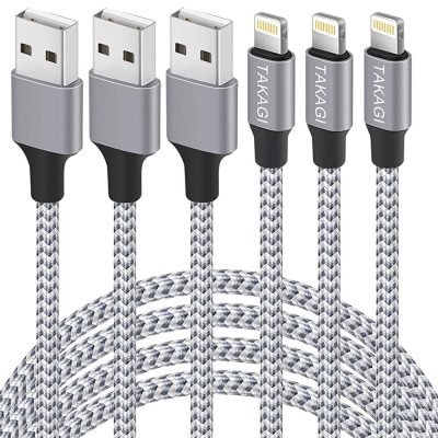 Carregador para iPhone TAKAGI 3Pack 6FT Nylon Trançado Lightning